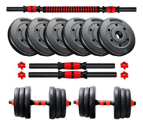 Kit BS Fit Set Discos Pesas 2 Mancuernas 20 Kg Disco Pesas Color Negro Kit-20