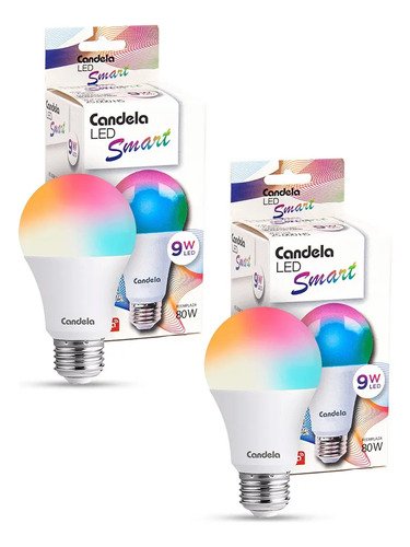 Pack X2 Lampara Led Inteligente Rgb 9w Candela Smart Colores Luz Rgb Multicolor