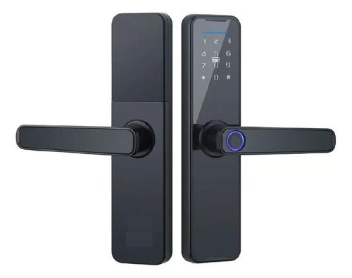 Cerradura Digital Inteligente Para Exterior Interperie Resistenete Al Agua Wifi Electronica Huella Dactilar Biometrica Tarjeta + Llaves Codigo Con App Tuya A Distancia Wifi Color Negro Levys Bazar