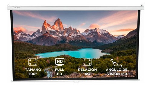 Pantalla Proyector Gadnic 100 Pulgadas Manual 4:3 Pared